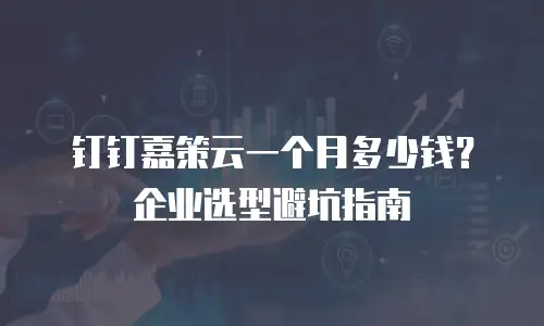 钉钉嘉策云一个月多少钱？企业选型避坑指南