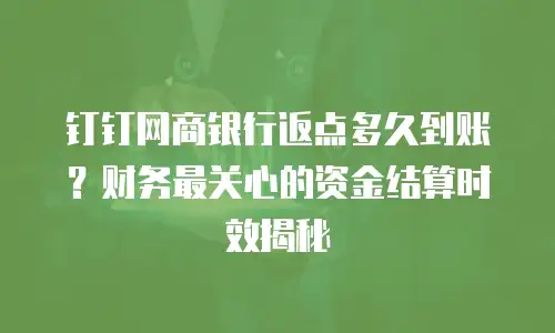 钉钉网商银行返点多久到账？财务最关心的资金结算时效揭秘