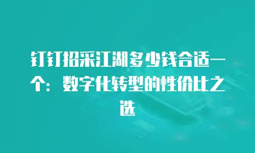 钉钉招采江湖多少钱合适一个：数字化转型的性价比之选