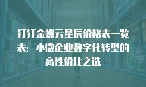 钉钉金蝶云星辰价格表一览表：小微企业数字化转型的高性价比之选