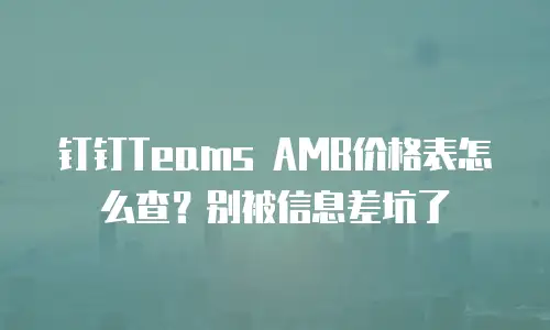 钉钉Teams AMB价格表怎么查？别被信息差坑了