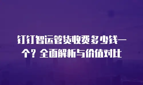 钉钉智运管货收费多少钱一个？全面解析与价值对比