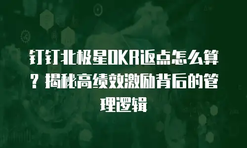 钉钉北极星OKR返点怎么算？揭秘高绩效激励背后的管理逻辑