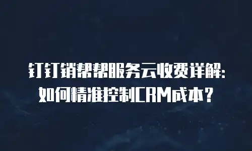 钉钉销帮帮服务云收费详解：如何精准控制CRM成本？