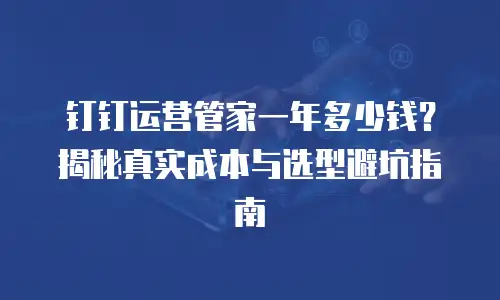 钉钉运营管家一年多少钱？揭秘真实成本与选型避坑指南