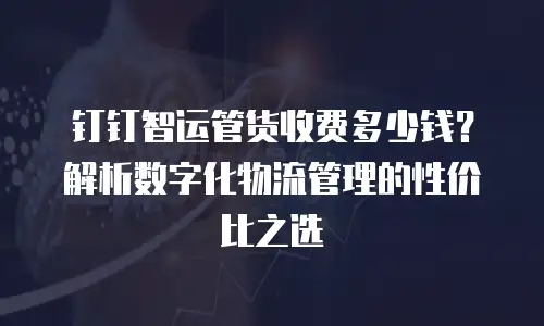 钉钉智运管货收费多少钱？解析数字化物流管理的性价比之选