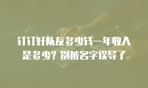 钉钉好队友多少钱一年收入是多少？别被名字误导了