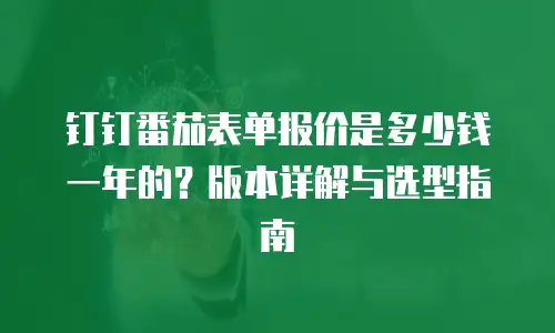 钉钉番茄表单报价是多少钱一年的？版本详解与选型指南