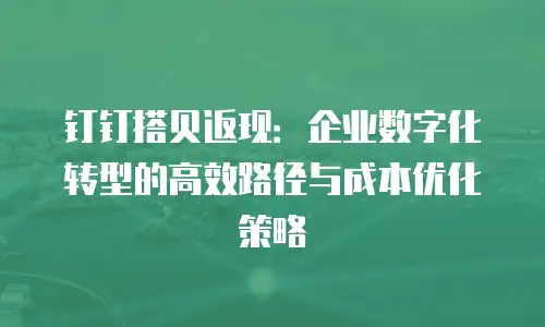钉钉搭贝返现：企业数字化转型的高效路径与成本优化策略
