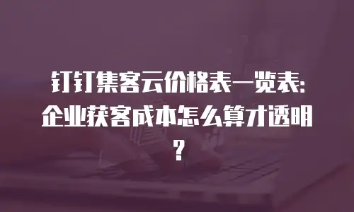 钉钉集客云价格表一览表：企业获客成本怎么算才透明？