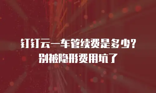 钉钉云一车管续费是多少？别被隐形费用坑了