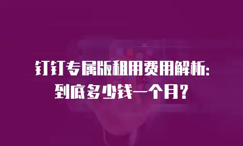 钉钉专属版租用费用解析：到底多少钱一个月？