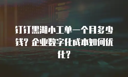 钉钉黑湖小工单一个月多少钱？企业数字化成本如何优化？