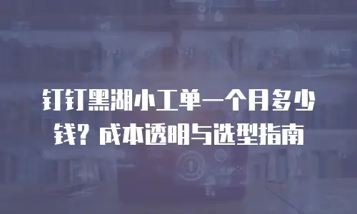 钉钉黑湖小工单一个月多少钱？成本透明与选型指南