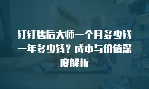 钉钉售后大师一个月多少钱一年多少钱？成本与价值深度解析