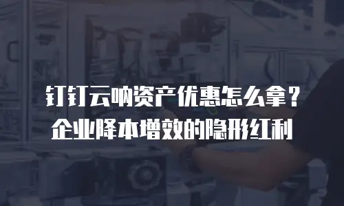 钉钉云呐资产优惠怎么拿？企业降本增效的隐形红利