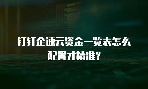 钉钉企速云资金一览表怎么配置才精准？