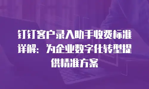 钉钉客户录入助手收费标准详解：为企业数字化转型提供精准方案
