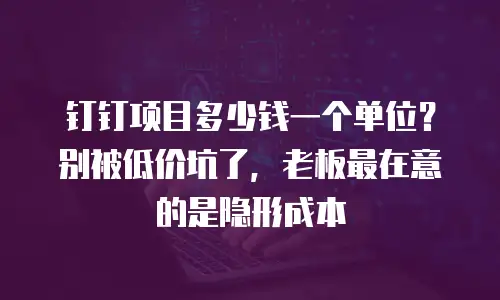 钉钉项目多少钱一个单位？别被低价坑了，老板最在意的是隐形成本