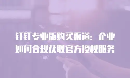 钉钉专业版购买渠道：企业如何合规获取官方授权服务