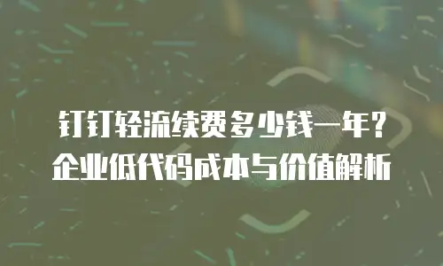 钉钉轻流续费多少钱一年？企业低代码成本与价值解析