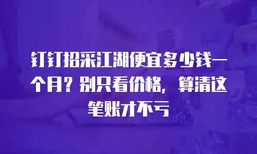 钉钉招采江湖便宜多少钱一个月？别只看价格，算清这笔账才不亏