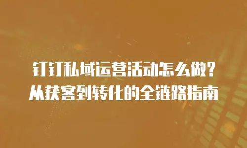 钉钉私域运营活动怎么做？从获客到转化的全链路指南