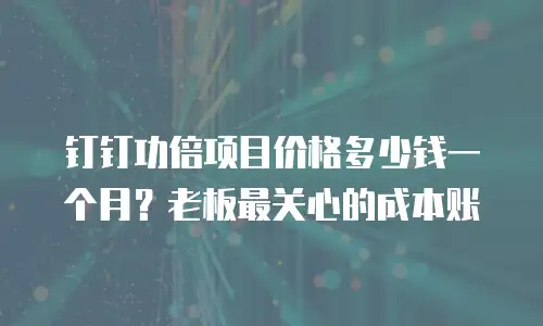 钉钉功倍项目价格多少钱一个月？老板最关心的成本账