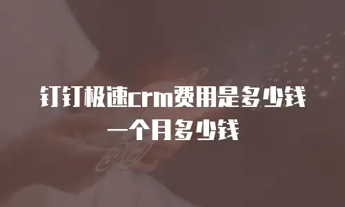 钉钉极速crm费用是多少钱一个月多少钱