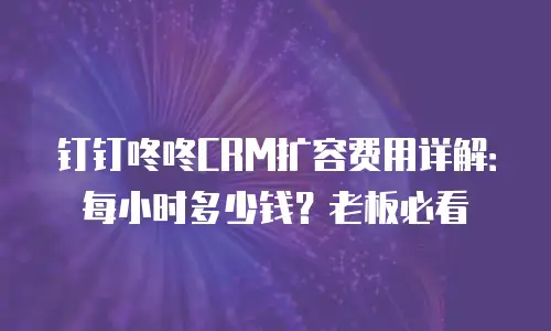 钉钉咚咚CRM扩容费用详解：每小时多少钱？老板必看