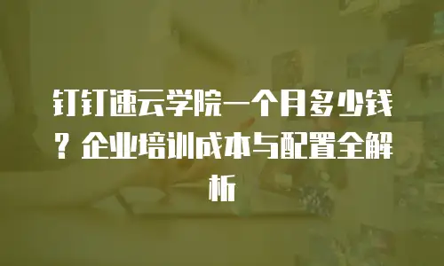 钉钉速云学院一个月多少钱？企业培训成本与配置全解析