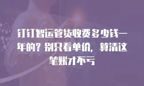 钉钉智运管货收费多少钱一年的？别只看单价，算清这笔账才不亏