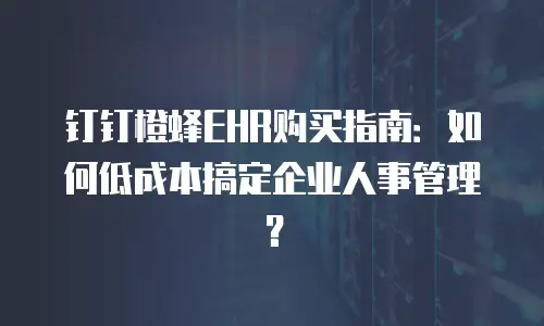 钉钉橙蜂EHR购买指南：如何低成本搞定企业人事管理？
