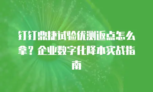 钉钉鼎捷试验优测返点怎么拿？企业数字化降本实战指南