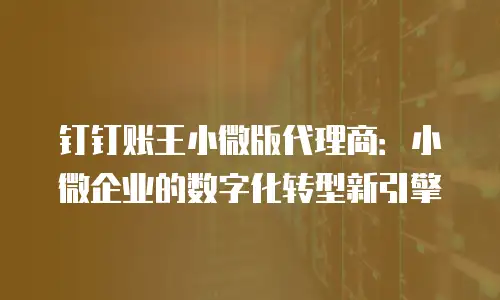 钉钉账王小微版代理商：小微企业的数字化转型新引擎