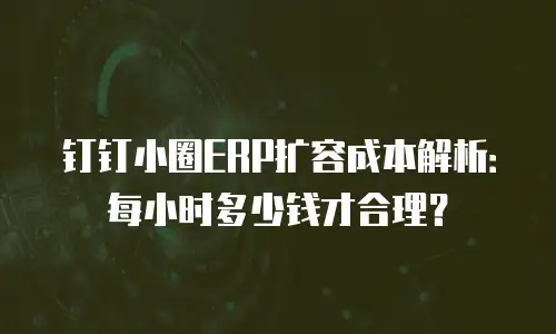钉钉小圈ERP扩容成本解析：每小时多少钱才合理？