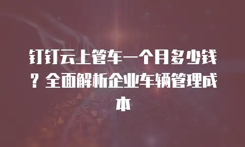 钉钉云上管车一个月多少钱？全面解析企业车辆管理成本