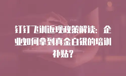 钉钉飞训返现政策解读：企业如何拿到真金白银的培训补贴？