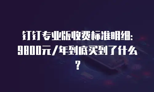 钉钉专业版收费标准明细：9800元/年到底买到了什么？