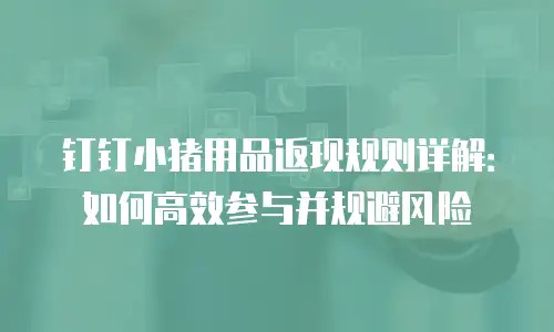 钉钉小猪用品返现规则详解：如何高效参与并规避风险