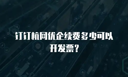 钉钉杭网优企续费多少可以开发票？