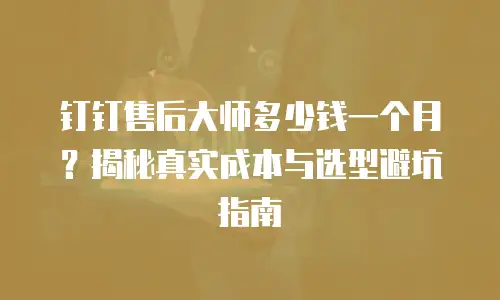 钉钉售后大师多少钱一个月？揭秘真实成本与选型避坑指南