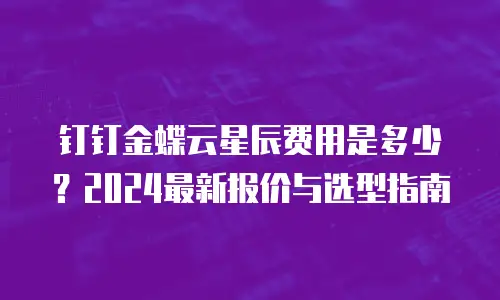 钉钉金蝶云星辰费用是多少？2024最新报价与选型指南