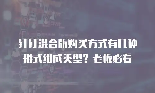 钉钉混合版购买方式有几种形式组成类型？老板必看