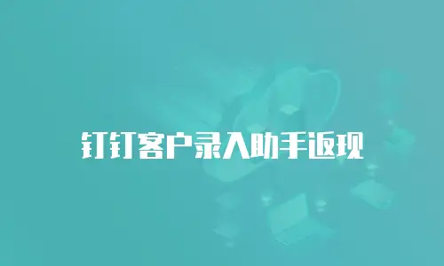 钉钉客户录入助手返现