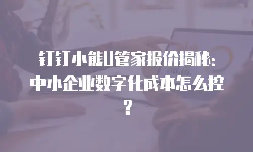钉钉小熊U管家报价揭秘：中小企业数字化成本怎么控？