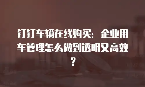 钉钉车辆在线购买：企业用车管理怎么做到透明又高效？