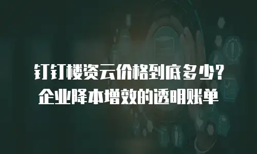 钉钉楼资云价格到底多少？企业降本增效的透明账单