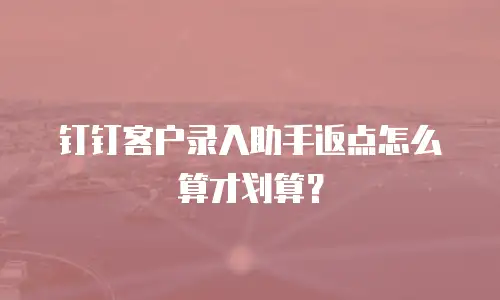 钉钉客户录入助手返点怎么算才划算？