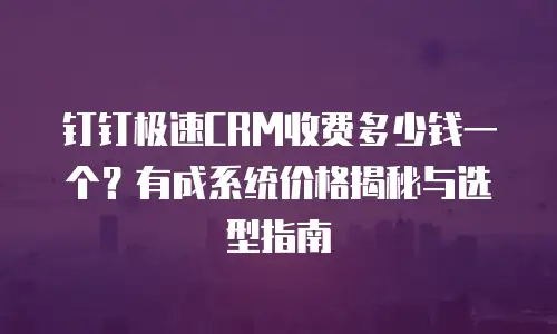 钉钉极速CRM收费多少钱一个？有成系统价格揭秘与选型指南